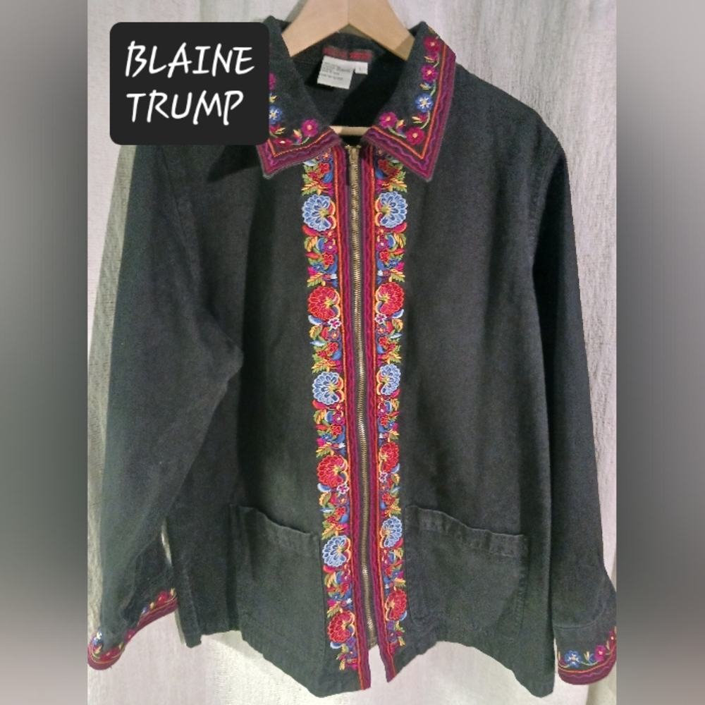 Blaine Trump EMBROIDERED jacket coat womens large western bohemian style